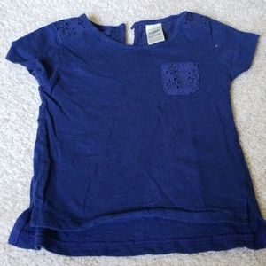 Blue lace should and pocket short sleeve t-shirt